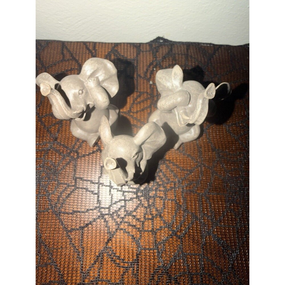 Mini Elephant Figurines Set Of 3 No Evil Natures Mark 3"H x 2.5"W - Picture 3 of 3